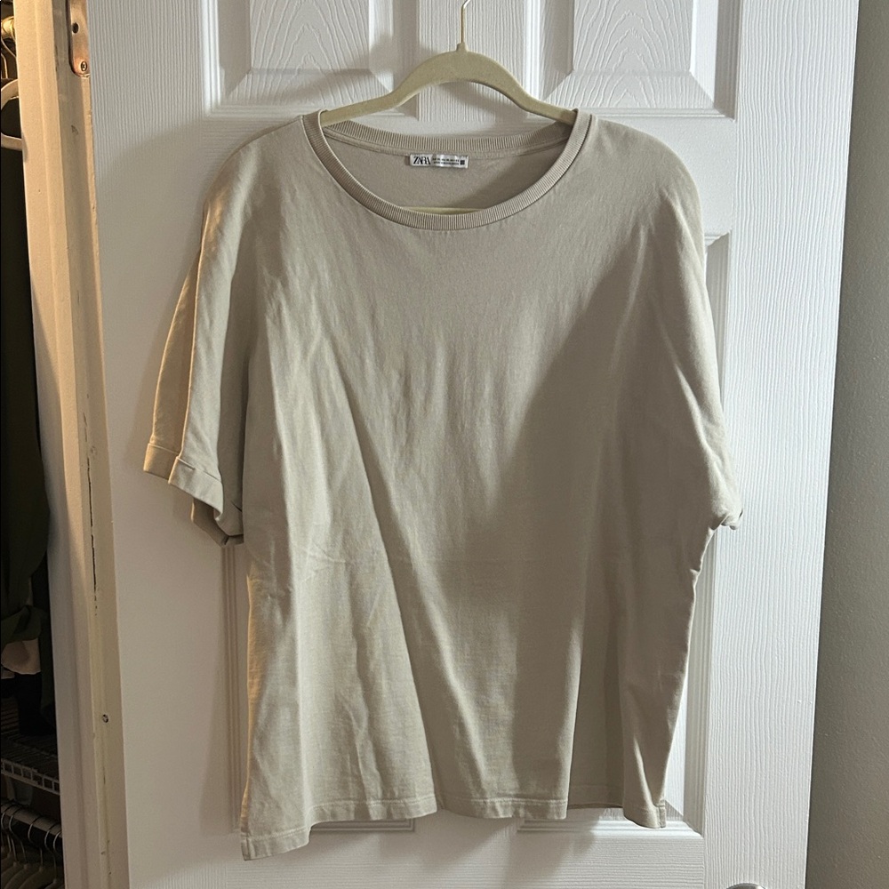 Zara Light Beige Short Sleeve Tee